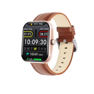 Smart Watch Brown Leather z zdravstvenim spremljanjem in 108 športi