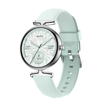 Večnamenska pametna ura z zaslonom AMOLED in spremljanjem zdravja Silver cyan