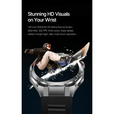 Smartwatch Black Vinyl 1.47" 466x466 AMOLED Bluetooth LE 5.3 ECG