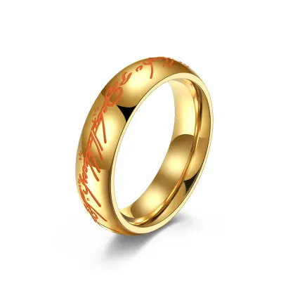 Prstan z napisom iz titanijevega jekla Gold 19 mm