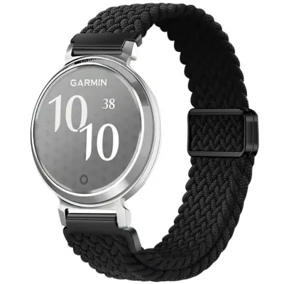 Združljiv pašček za Garmin Lily2 14mm iz pletenega najlona z magnetom Black