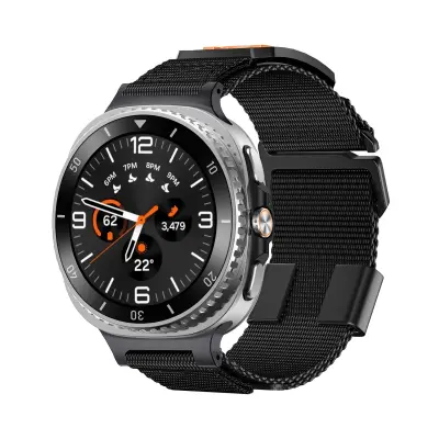 Zamenjava/združljiv del – 20 mm najlonski pleten športni pašček za Samsung Watch - Črn