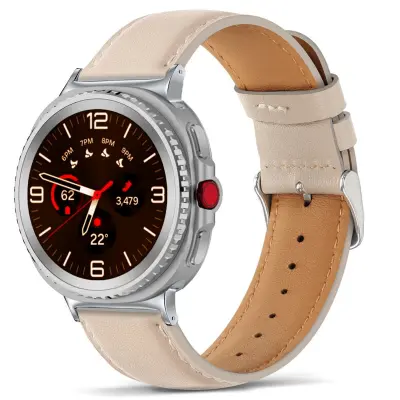 Pašček iz umetnega usnja z zaponko, združljiv z uro Samsung Galaxy Watch 8 (40/44/46) – zračen, odporen proti znoju, 20,5 cm x 2,2 cm off white