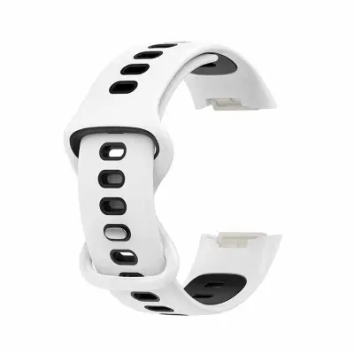 Silicone Replacement Band Compatible with Fitbit Charge6 and Charge5 – Two-Tone Sport Strap Black&White