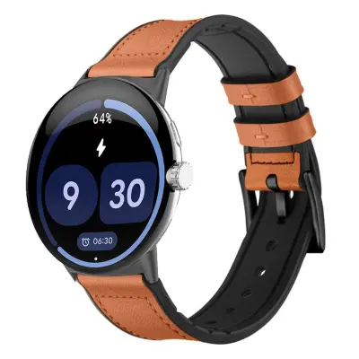Silikonsko in PU usnjeni športni pašček za Pixel Watch 4 (45mm) Brown