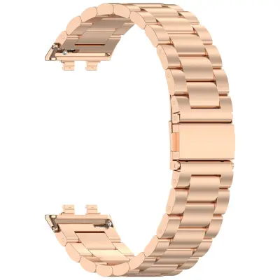 Združljivo s Huawei Band 11 / 11 Pro tridelna zapestnica iz nerjavečega jekla, več barv, nastavljiva 17,8 cm x 2,08 cm rožnato zlato