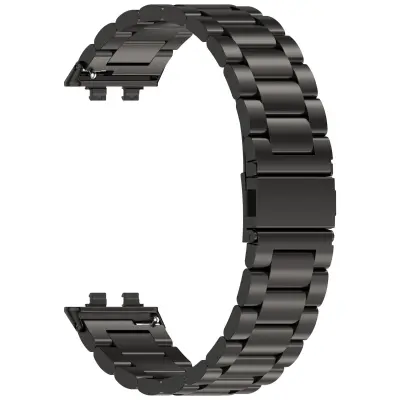 Združljivo s Huawei Band 11 / 11 Pro tridelna zapestnica iz nerjavečega jekla, več barv, nastavljiva 17,8 cm x 2,08 cm Črna