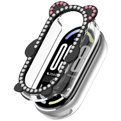 Oklep s kristali in medvedjim dizajnom za Xiaomi Mi Band 9/NFC Black