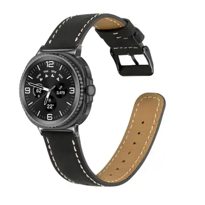 Pašček iz umetnega usnja z zaponko, združljiv z uro Samsung Galaxy Watch 8 (40/44/46) – zračen, odporen proti znoju, 20,5 cm x 2,2 cm Black