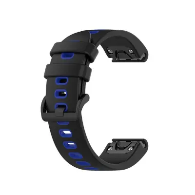 Silikonski pašček za Garmin fenix 6S — mehak, z varno zaponko Black+Blue