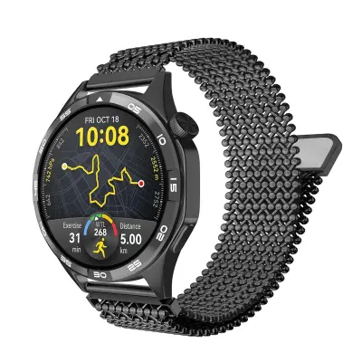 Zamenjava/združljiv del - Jekleni mrežasti pas za Huawei Watch GT Black