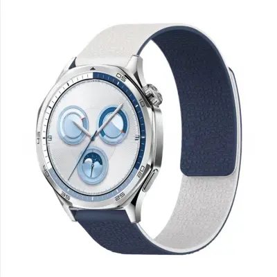 Kompatibilni pašček – Huawei GT6 Litchi silikon z magnetom White+Blue 20 mm