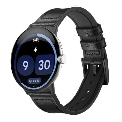 Silikonsko in PU usnjeni športni pašček za Pixel Watch 4 (45mm) Black