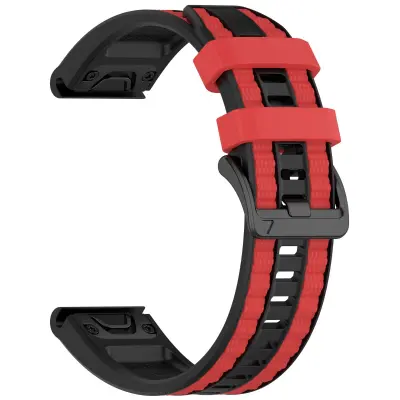 Silikonski pašček za uro 22mm s hitrim sproščanjem, združljiv z Garmin Fenix serijo črno/rdeč