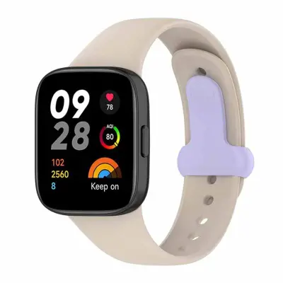 Silicone Replacement Strap for Redi watch3 Compatible with Redmi Watch 3 – Soft Waterproof Band with Pin Buckle Beige