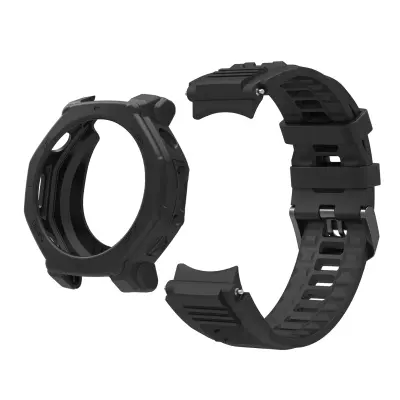 Silikonski pašček za uro in etui, združljiv z Amazfit T-Rex 3 Pro Black