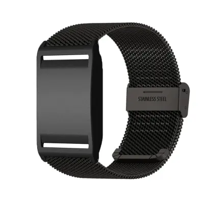 Eleganten črn mrežast pašček nerjavečega jekla, združljiv s Polar Loop 24cm x 2.2cm