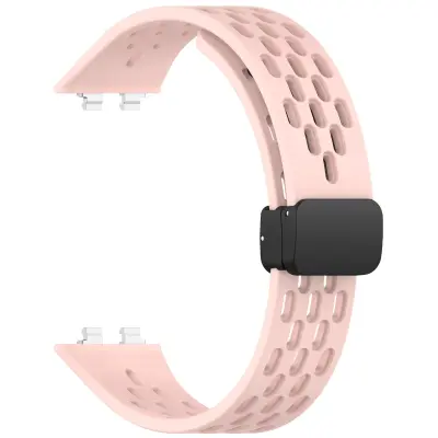 Zamenjava/kompatibilni deli – Huawei perforiran silikonski pašček z zložljivim zapenjalom za Band 11, 11 NFC, 11 Pro, 11 Pro NFC Pink