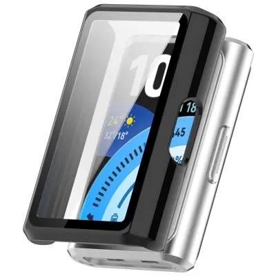 Zaščitni etui, združljiv z Huawei Band 11 Pro PC ohišje z vgrajeno kaljeno zaščitno folijo za popolno zaščito in jasno sliko Črna