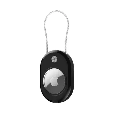 Zaščitni etui za Apple AirTag z jeklenim kablom proti izgubi Black