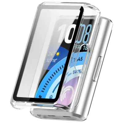 Zaščitni etui, združljiv z Huawei Band 11 Pro PC ohiš61je z vgrajeno kaljeno zaščitno folijo za popolno zaščito in jasno sliko Prozorna