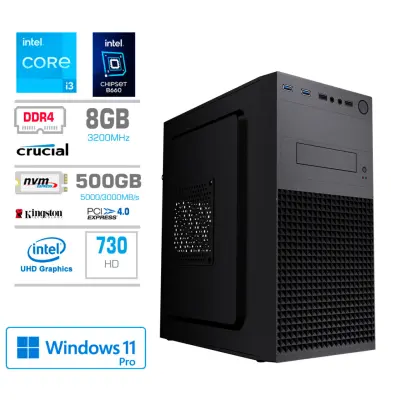 Računalnik MEGA MT S4 i3-14100/Intel 730/8GB/500GB/450W/Win11Pro