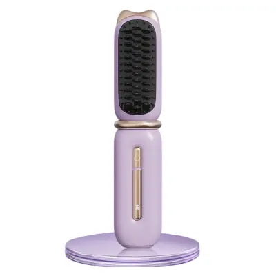 Cat Paw prenosna brezžična krtača za ravnanje las - polnilna brezžična mini krtača z LCD, 4 nastavitvami toplote, 3D glavnik z zaščito pred op