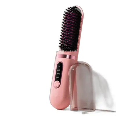 Prenosni 2-v-1 keramični glavnik NMG-Z166, brezžični, Type-C, 30min Pink
