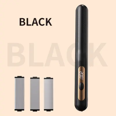 3-v-1 brezžični stilizator las z zamenljivimi magnetnimi glavami in LCD Black