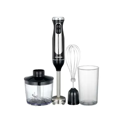 MELISSA, Komplet potopnega mešalnika 3-v-1 600W z mini sekalnikom in inox metlico, Črna / Srebrna