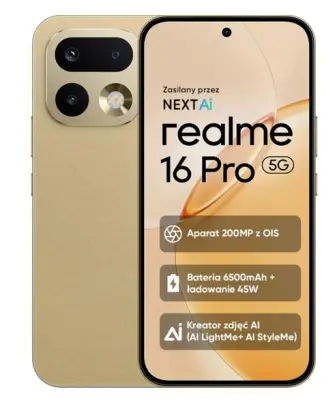 REALME 16 Pro 5G pametni telefon 8 GB/256 GB zlate barve
