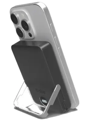 Brezžična magnetna prenosna baterija SBS 10000 mAh s stojalom in LCD zaslonom TEBB10000MAGSTAND črne barve