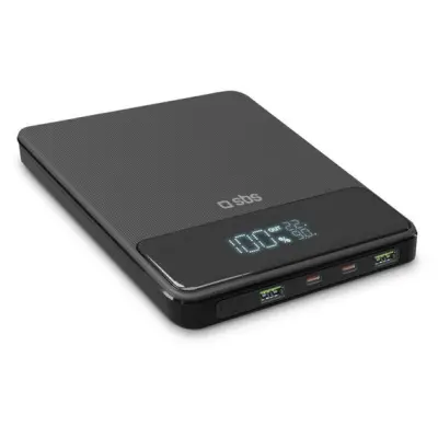 Prenosna baterija SBS Power Lite LCD 20000 mAh 100W črne barve