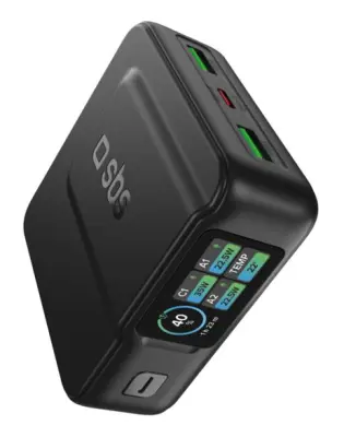 Prenosna baterija SBS 10000mAh Power Control 2.0 35W PD črne barve
