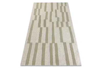 FLUX 461.109.SA401 volnena preproga OSTA - geometrijska, strukturna, loft siva / zelena 60x120 cm