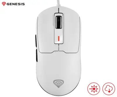 GENESIS KRYPTON 660 žična miška, gaming / pisarniška, 12.000DPI, ultra lahka teža, 6 gumbov, RGB LED osvetlitev, spomin, programska oprema, bela