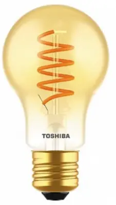 TOSHIBA Filament Spiral Amber A60 LED žarnica 4,5 W 2200 K E27