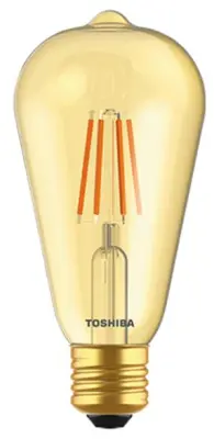 TOSHIBA žarnica z žarilno nitko, jantarna, ST64, 400lm, 4,5W, 2200K, E27