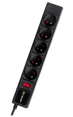 TRACER PowerGear podaljšek 3,0 m (5 vtičnic) črne barve