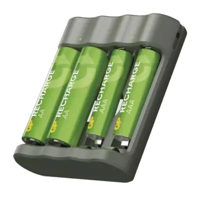 Polnilnik baterij GP B441 NiMH + 2 bateriji AA 1300 mAh AAA 650, siva