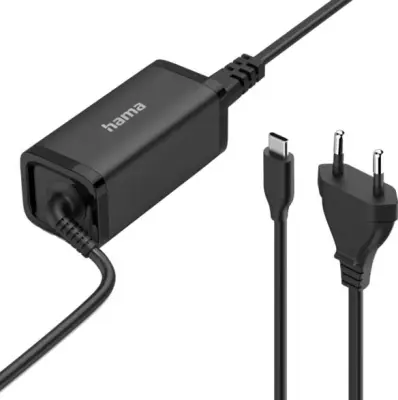 HAMA USB-C 5-20V/100W napajalnik za prenosnik, črne barve