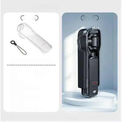 Prozorna PC zaščitna kapa za lečo in gimbal, združljiva z DJI Pocket 3 Transparent+White