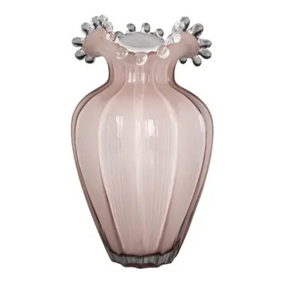 Vaza Blossom 21xh34cm / rozasto-bela / steklo