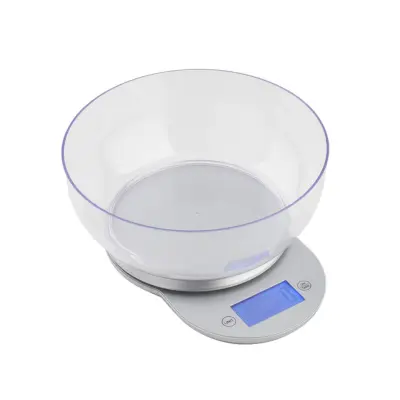 Digitalna kuhinjska tehtnica s posodo 1g-5kg / srebrna / ABS