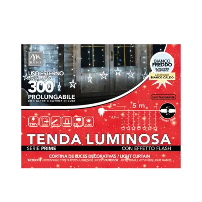 Svetlobna zavesa 300 led lučk oblika zvezde / zunanje ali notranje / plastika