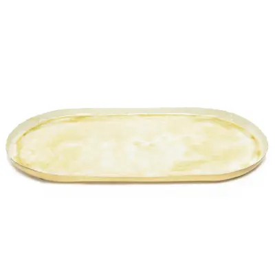 Lakiran pladenj 40x20xh1,5cm / ovalen / zlat / kovina