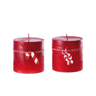 Novoletna sveča Brina 10xh10cm / rdeča / vosek