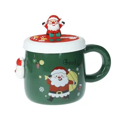 Lonček s pokrovom in magnetom Christmas 400ml / Božiček / porcelan, silikon