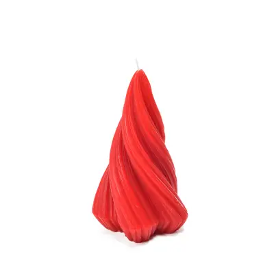 Novoletna spiralna sveča smreka h17cm / rdeča / vosek