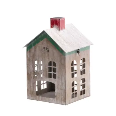 Laterna v obliki hiške 20x20xh31cm / kovina